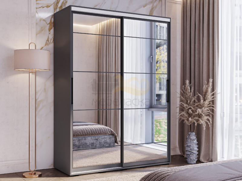 Шкаф-купе "Хьюго" Графит Зеркало