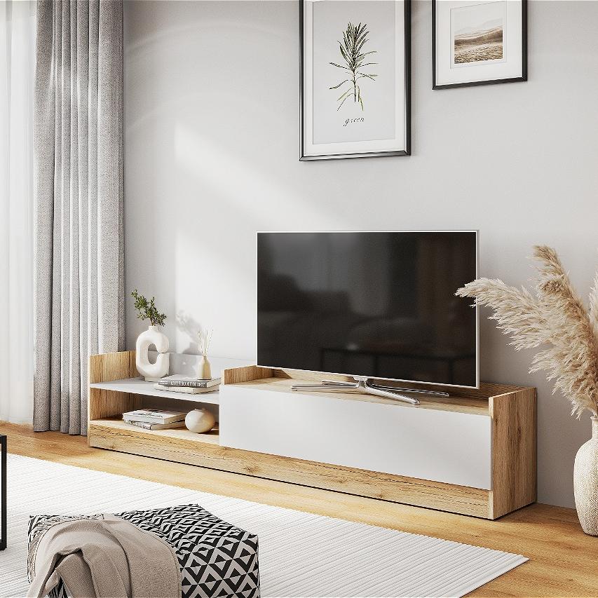 Модульная система "Брауни" Тумба для телевидеоаппаратуры Дуб Делано/Белый