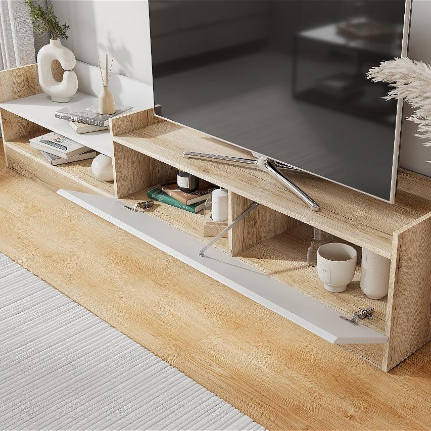 Модульная система "Брауни" Тумба для телевидеоаппаратуры Дуб Делано/Белый