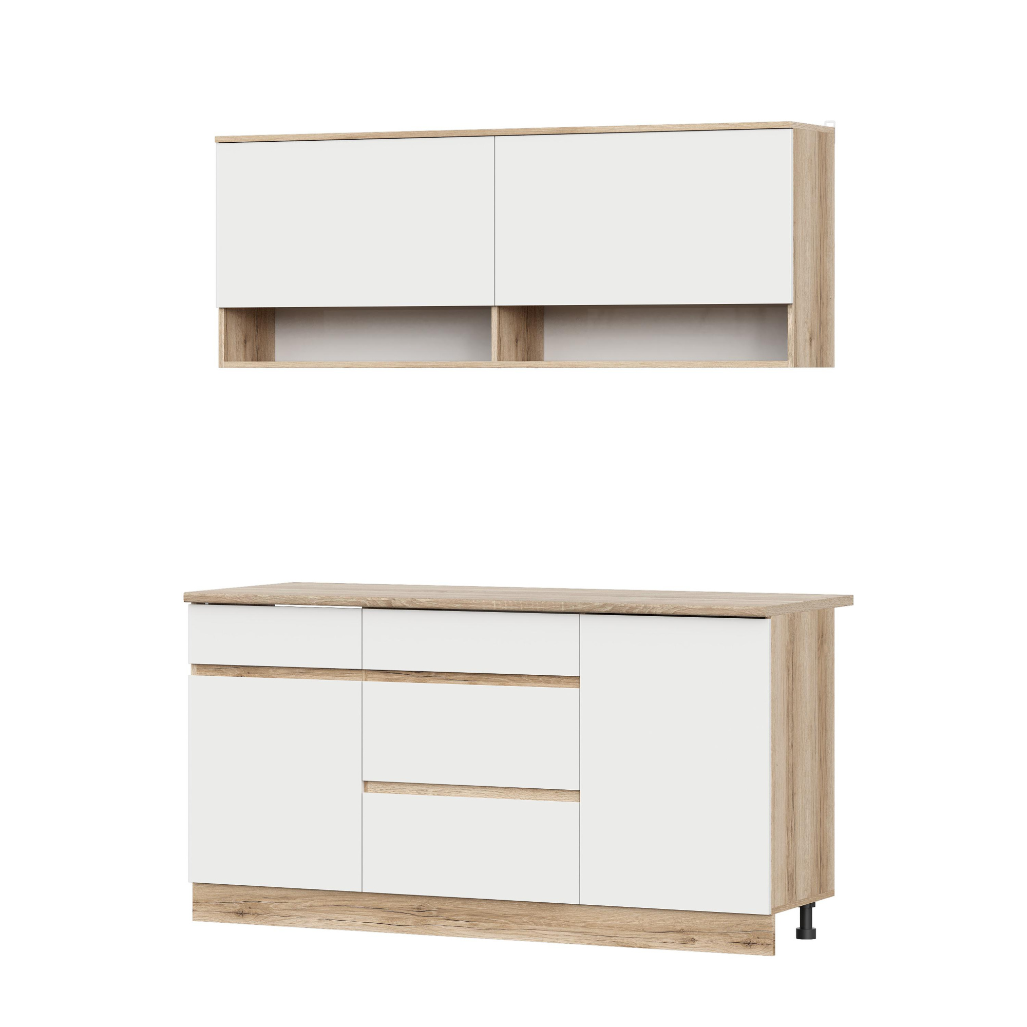 Кухонный гарнитур "Брауни" 1,6м Дуб Делано/Белый