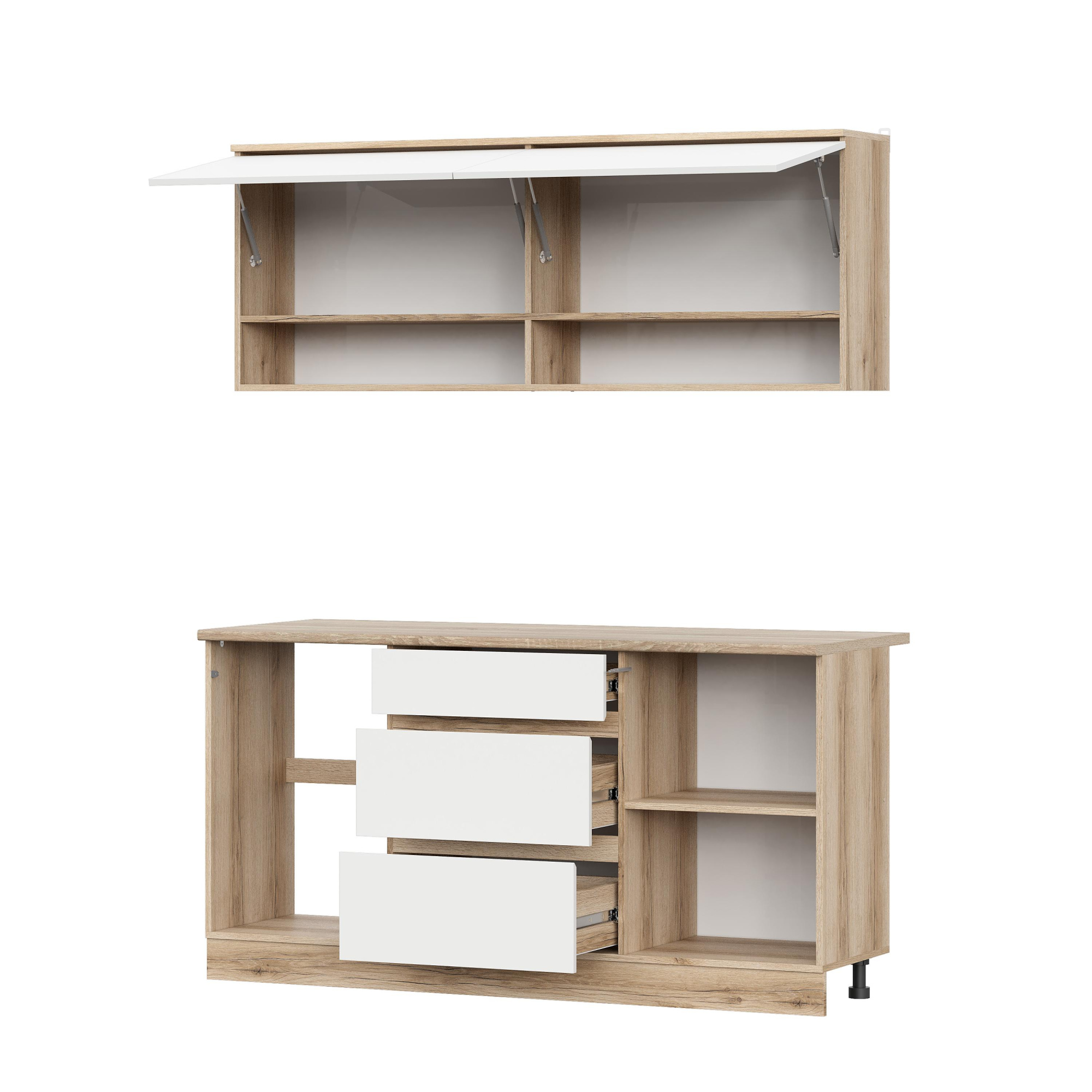 Кухонный гарнитур "Брауни" 1,6м Дуб Делано/Белый