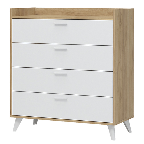 ИРИС КМ-01 Комод (935х1020х425) Фасад БЕЛЫЙ/Корпус ДУБ КРАФТ ЗОЛОТО