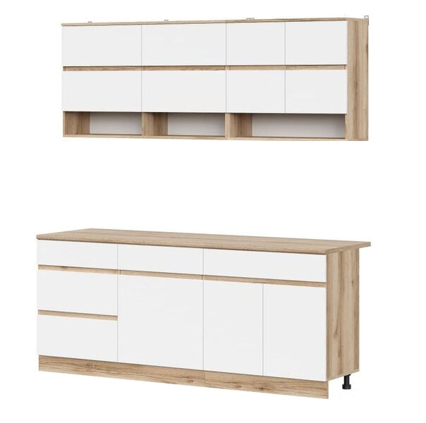 Кухня Брауни 2м ЛДСП Дуб Делано/Белый/Дуб Сонома NN