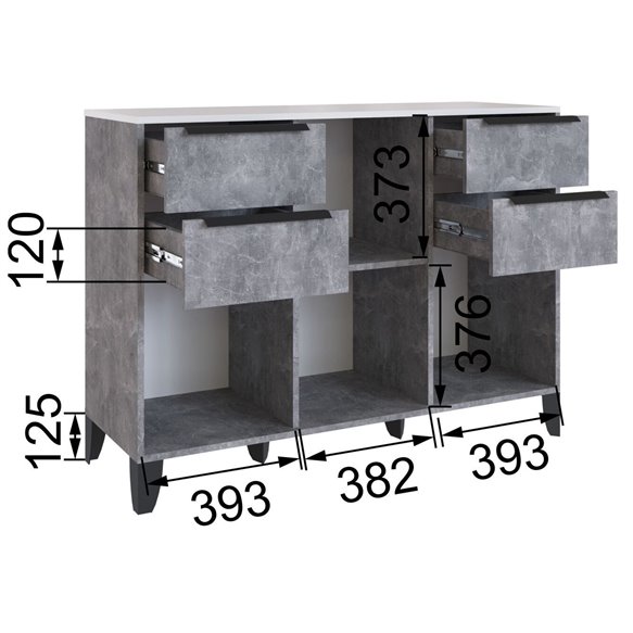 Гостиная Малави Комод МК дуб крафт табачный/белый глянец