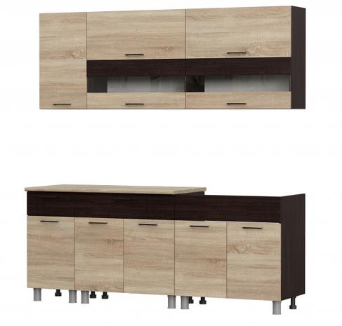 Кухня Кантри 2м ЛДСП Дуб сонома/венге, ст-ца Тростник NN