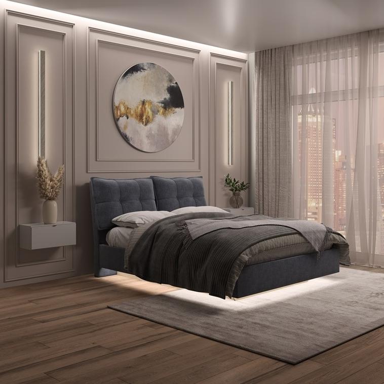 Кровать Карина Air (Релакс) (160*200, с ПМ (Ameli 11)) серый