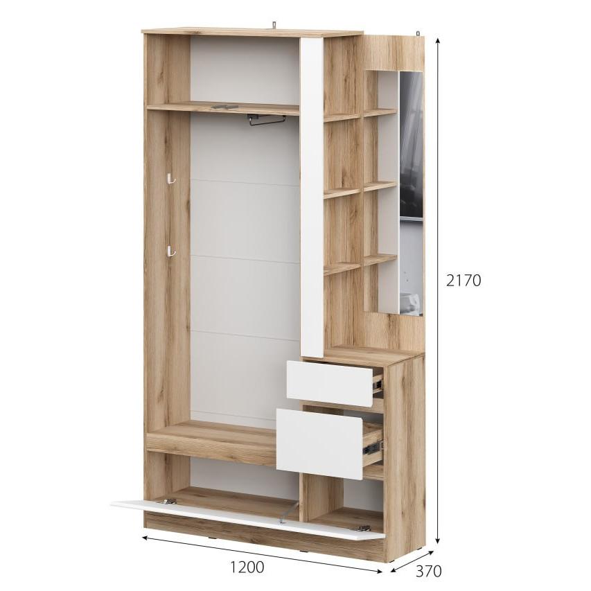 Модульная система "Брауни" Вешалка с зеркалом (Дуб делано/Белый) NN