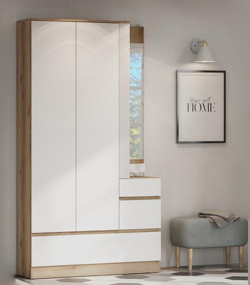 Модульная система "Брауни" Вешалка с зеркалом (Дуб делано/Белый) NN