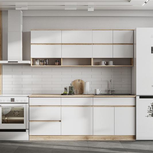 Кухня Брауни 2м ЛДСП Дуб Делано/Белый/Дуб Сонома NN