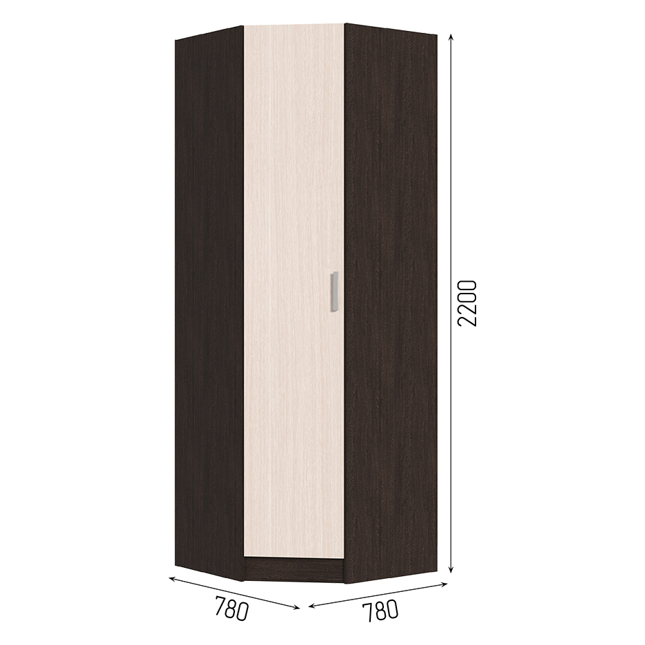 Спальня Шкаф угловой ГАРМОНИЯ ШУ 601 М (0,78х2,2х0,78) фасад БЕЛФОРТ/корпус ВЕНГЕ