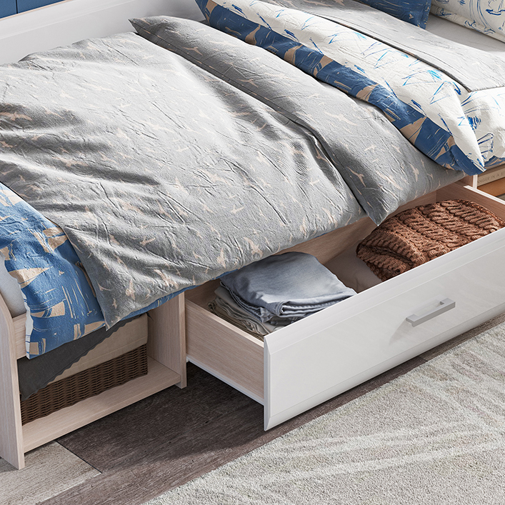 Спальня СИМБА кровать одноярусная (1942х660х848) фасад МДФ БЕЛЫЙ ГЛЯНЕЦ/корпус БЕЛФОРТ