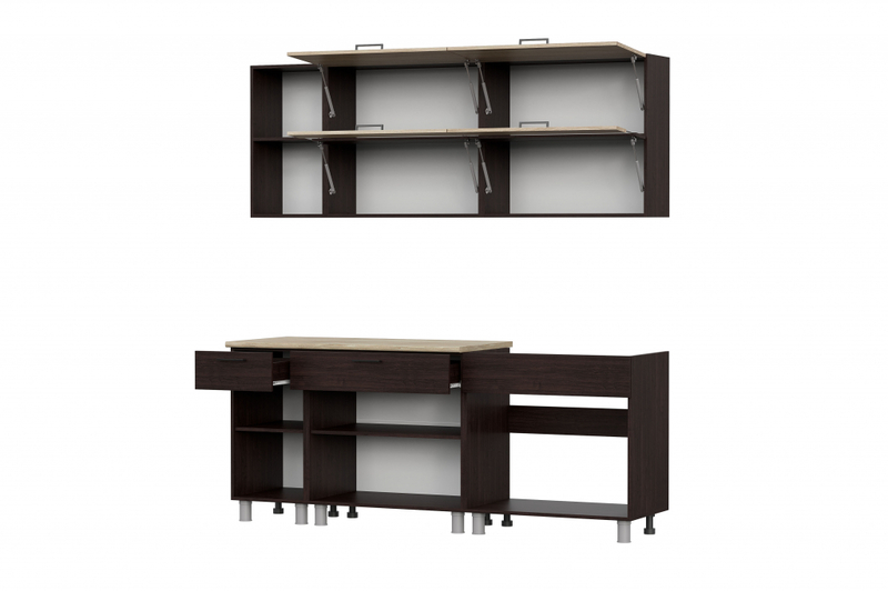 Кухня Кантри 2м ЛДСП Дуб сонома/венге, ст-ца Тростник NN