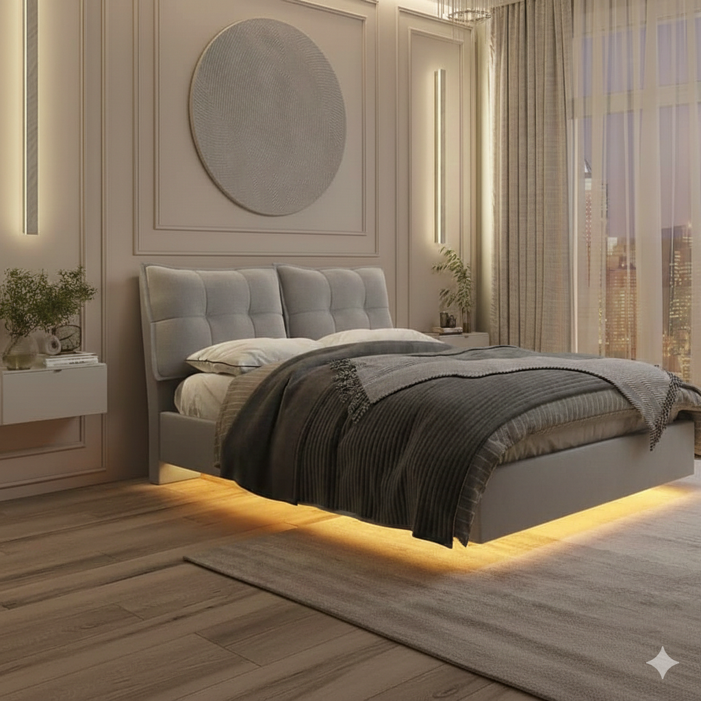 Кровать Карина Air (Релакс) (160*200, с ПМ (Калифорния 06)) светло-серый