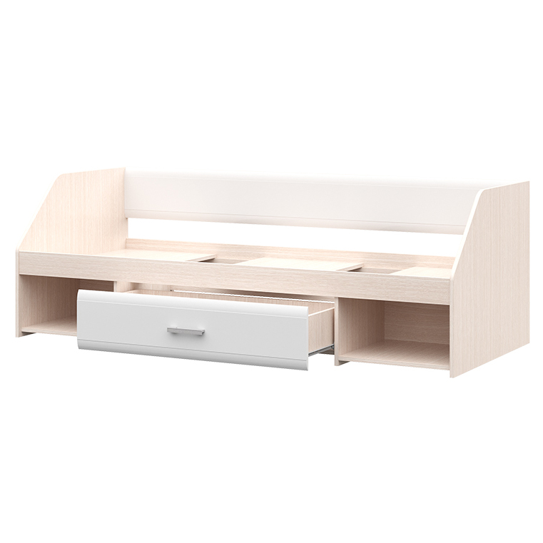 Спальня СИМБА кровать одноярусная (1942х660х848) фасад МДФ БЕЛЫЙ ГЛЯНЕЦ/корпус БЕЛФОРТ