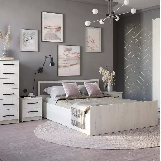 Кровать 1,2 м "Фиеста" (дуб крафт белый)