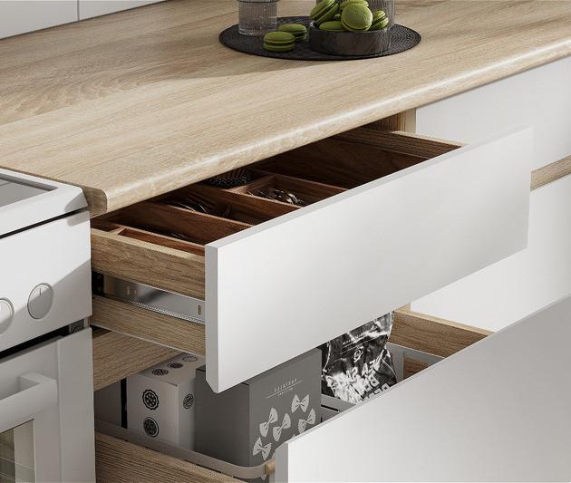 Кухня Брауни 2м ЛДСП Дуб Делано/Белый/Дуб Сонома NN