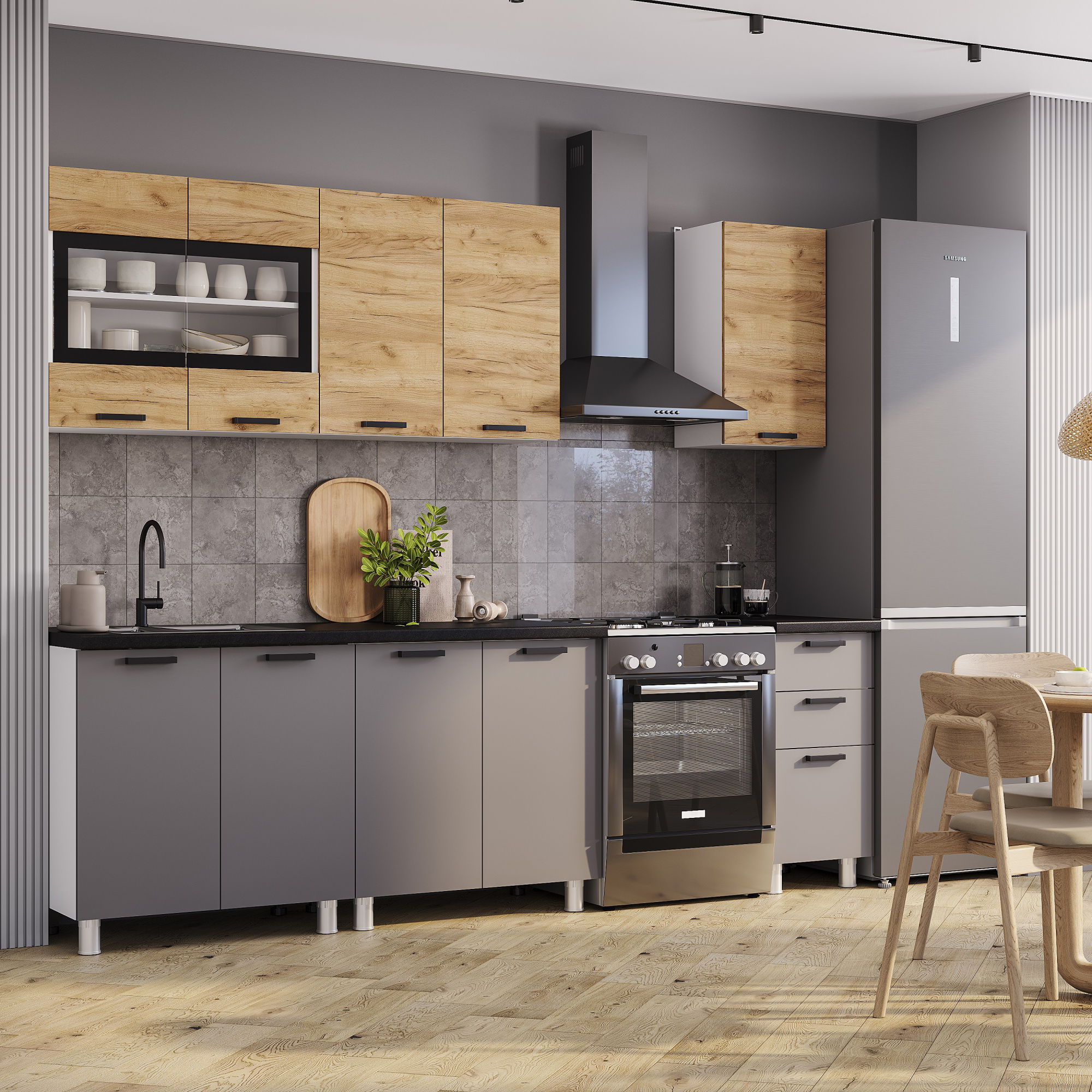 Кухня 2,0м "Крафт" (МДФ) M27/белый